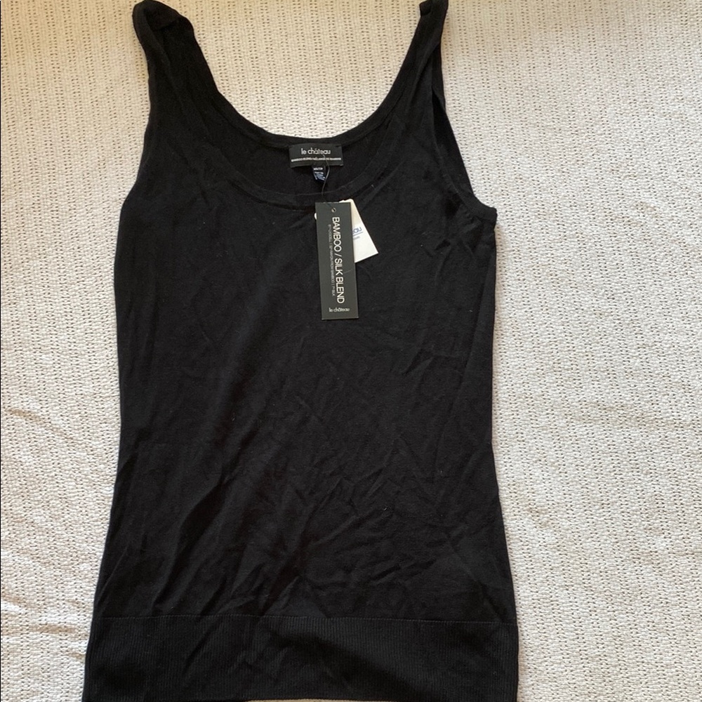 Le Chateau Black Fitted Ribbed Tank Top